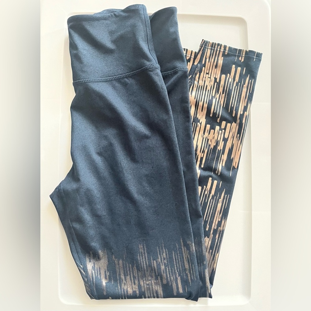 JoyLab HTF Navy Blue w/Metallic Reflective Ombre 7/8 Length XS- NWOT